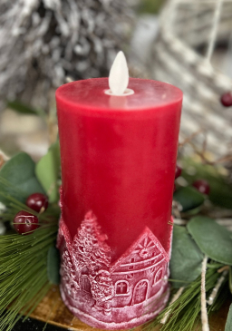 Holdiay Red 3D Moving Flame Candle 3x6in