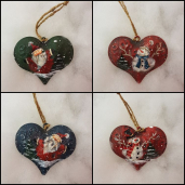 Santa/Snowman 3" Metal Heart 4/Asst