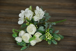 White Rose and Hydrangea Bunch Pick 11in