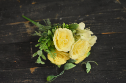 Yellow Rose and Hydrangea Bunch Pick 11in