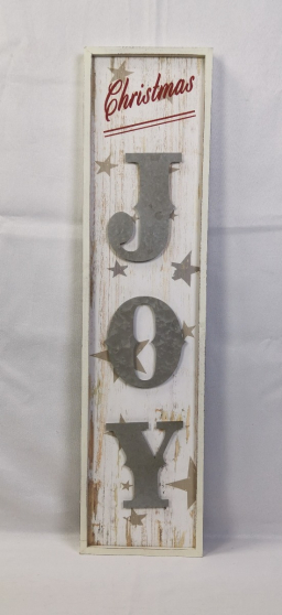 Christmas Joy Wooden Sign - White 32in