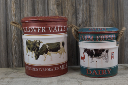 Cows Metal Cans S/2 14in and 11in