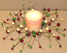 Red Green & Cream 6.5in Candle Ring