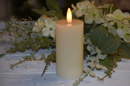 Cream Drip Timered Realistic Flame LED Votive 2x4in