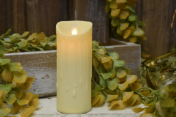 Cream Drip Timered Moving Flame Votive 2x5in