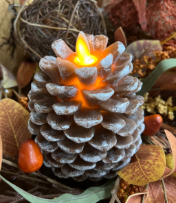 Pine Cone Moving Flame LED Candle 4x4.5in