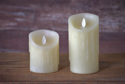 Cream Drip Moving Flame Timered LED Candle 3x5in C Batts