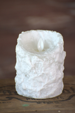 Bumpy White Moving Flame LED Candle 3in by 4in