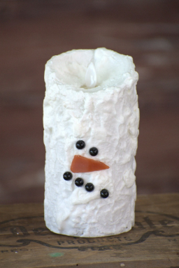 Snowman Bumpy White Moving Flame LED Candle 3in by 6in
