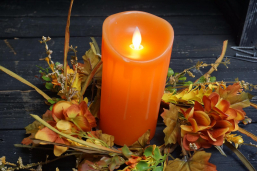 Orange Non Drip Moving Flame LED Candle 3in by 4in