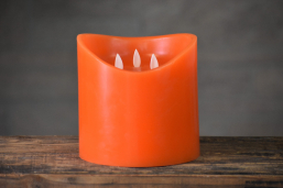 Orange Drip Moving Flame LED Candle 6in by 6in