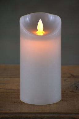Gray Timered Moving Flame LED Candle 3x6in