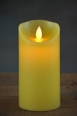 Yellow Timered Moving Flame LED Candle 3x6in