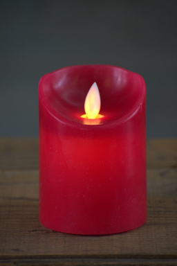 Red Non Drip Moving Flame LED Candle 3in by 4in