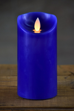 Royal Blue Timered Moving Flame LED Candle 3x6in