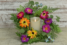 Mixed Daisy 6.5in Candle Ring