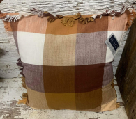 Brown Plaid Pillow 20x20in