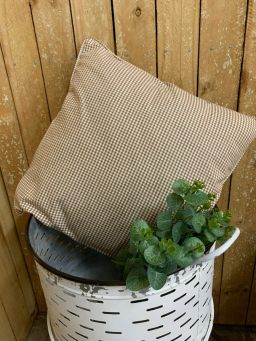 Brown Gingham Check Pillow 20x20in