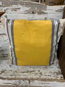 Yellow Striped Pillow 20x20in