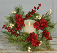 Holiday Hydrangea 6.5in Candle Ring