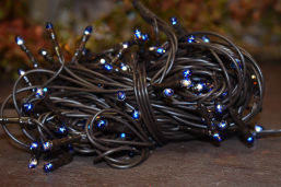 Blue 35 Bulb Primitive RICE String Lights 7.5ft Green Cord - Steady On