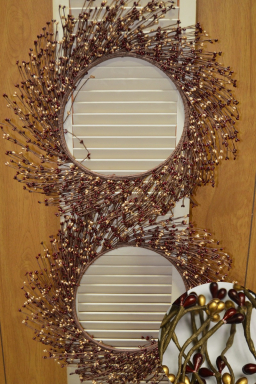 Burgundy Gold Mini Berry Set/2 Wreaths