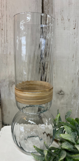 Wavy Glass Vase With round Bottom 4.5x12in