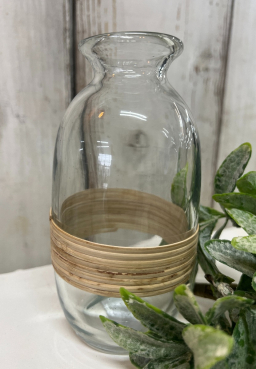 Mini Wicker Wrapped Bottle Vase 3x6in