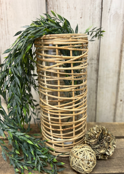 Tall Wicker Wrapped Vase 5x12in