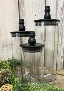 Large Canister With wooden Black Lid 5x15in