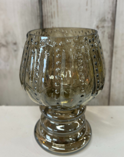 Smokey Glass Candle Holder 5x7in