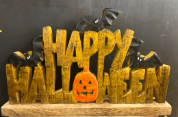 Happy Halloween with Bats Sign 16x10in