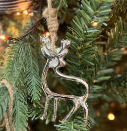 Hollow Nickel Reindeer Ornament 4x3in