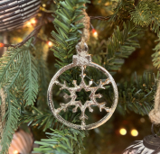 Hollw Nickel Snowflake Ornament 4x3in