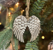 Nickel Angel Wings Ornament 4x4in