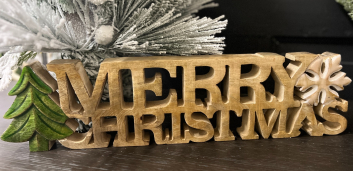 Clear Enamel Merry Christmas Wooden Sign 20x5in