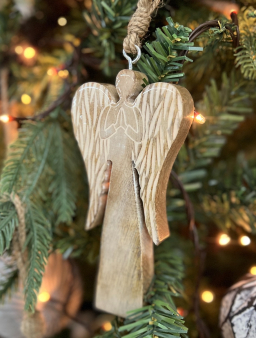 Striated Angel Ornament 6x3in