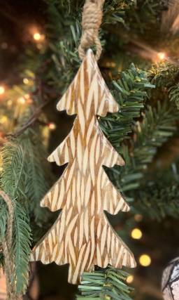 Striated Tree Ornament 7x3in