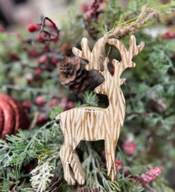 Striated Deer Ornament 6x4in