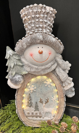 Lighted Resin Sparkle Snowman 12x6x22in