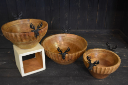 Reindeer Bowls Set of 3 8,10 and 12in