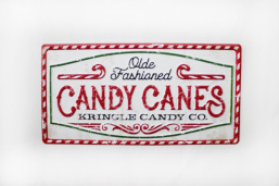 Candy Canes Metal Sign 16x8in