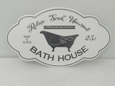 Bath House Metal Sign 16x9in