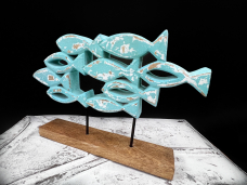 Blue Wooden Fish 17x9.5in