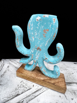 Aqua Wooden Octopus 7x8.5in