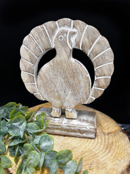 Wooden Peacock 6.5x8in