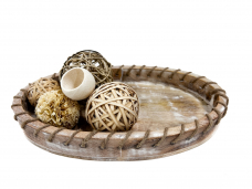 Wooden Tray with Jute 14.5x9in