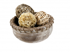 Wooden Bowl with Jute 8x8in