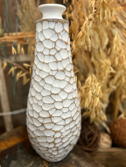Ridged Bottle Top Vase 13in