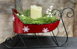 Red Metal Sleigh 14in